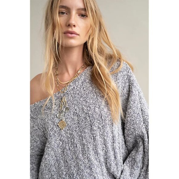 Free People Sweaters - NWT Free People Good Day Pullover Sweater Ribbed Charcoal Marled